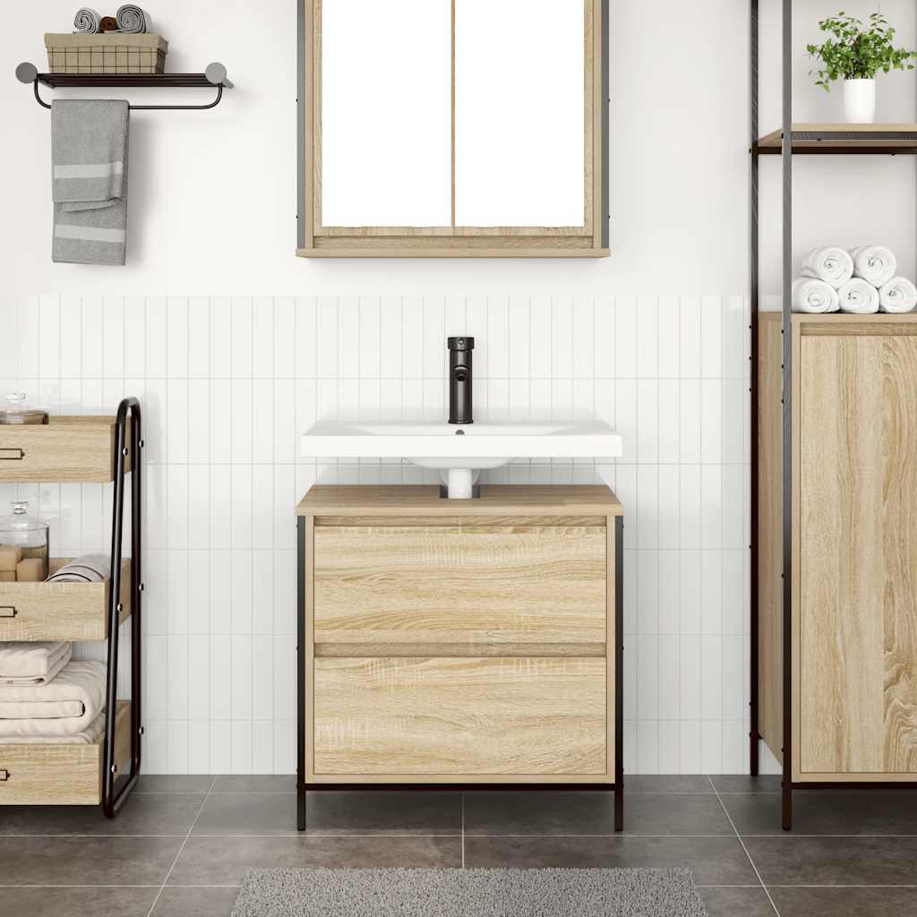 vidaXL Bathroom Basin Cabinet with Drawers Sonoma Oak 60x34.5x60 cm 3