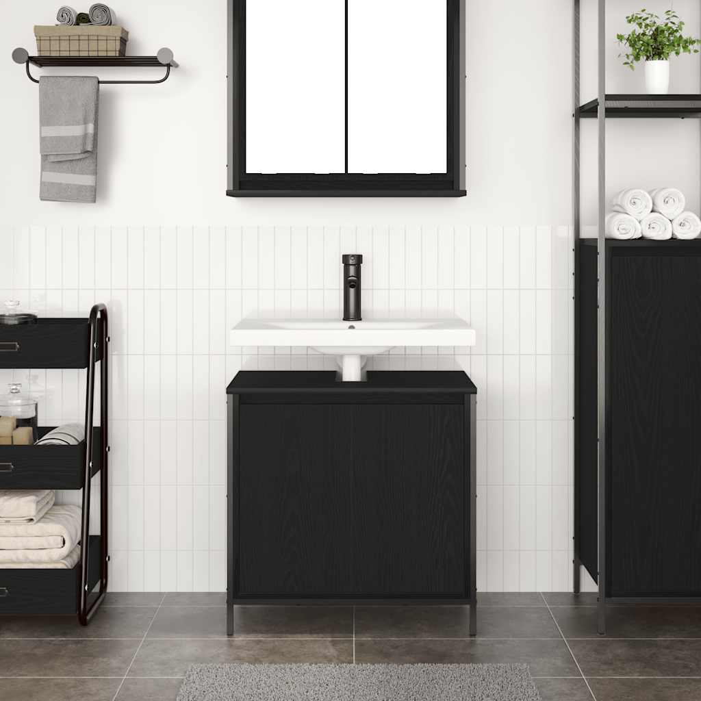 vidaXL Bathroom Basin Cabinet Black 60x34.5x60 cm 3
