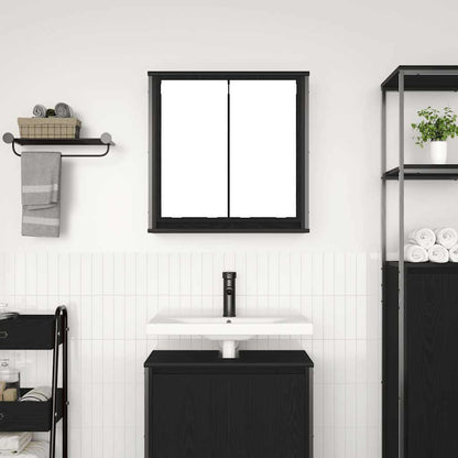 vidaXL Bathroom Wall Cabinet with Mirror Black Oak 60x21x60 cm 3