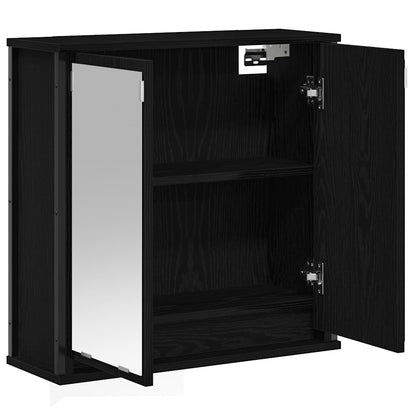 vidaXL Bathroom Wall Cabinet with Mirror Black Oak 60x21x60 cm 4