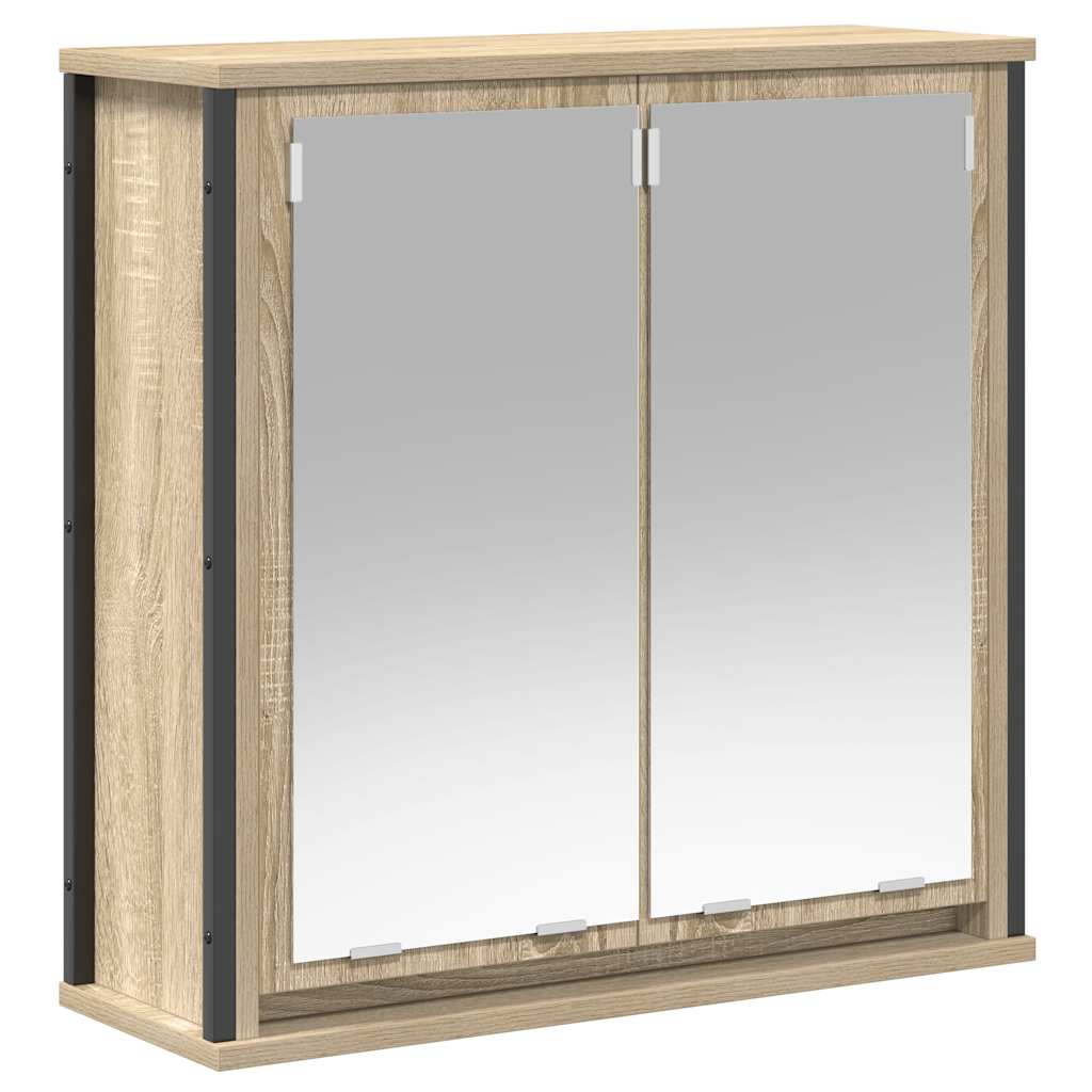 vidaXL Bathroom Wall Cabinet with Mirror Sonoma Oak 60x21x60 cm 2