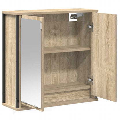 vidaXL Bathroom Wall Cabinet with Mirror Sonoma Oak 60x21x60 cm 4