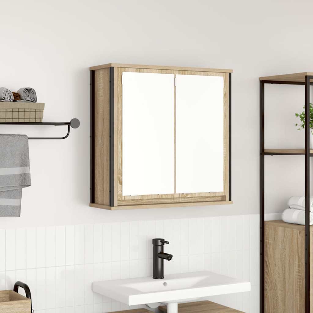 vidaXL Bathroom Wall Cabinet with Mirror Sonoma Oak 60x21x60 cm 1