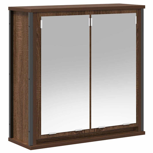 vidaXL Bathroom Wall Cabinet with Mirror Brown Oak 60x21x60 cm 2