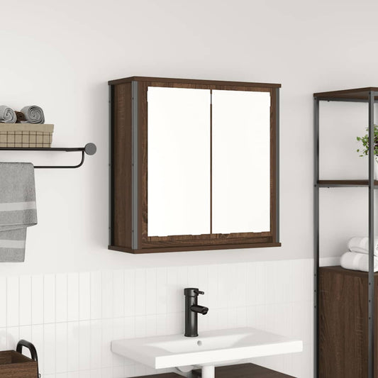 vidaXL Bathroom Wall Cabinet with Mirror Brown Oak 60x21x60 cm 1