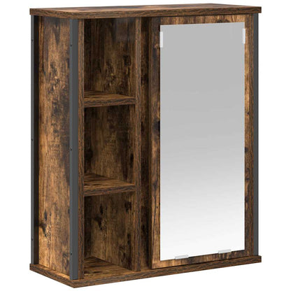 vidaXL Bathroom Wall Cabinet with Mirror Smoked Oak 50x21x60 cm 2
