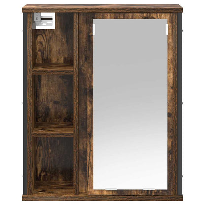 vidaXL Bathroom Wall Cabinet with Mirror Smoked Oak 50x21x60 cm 6