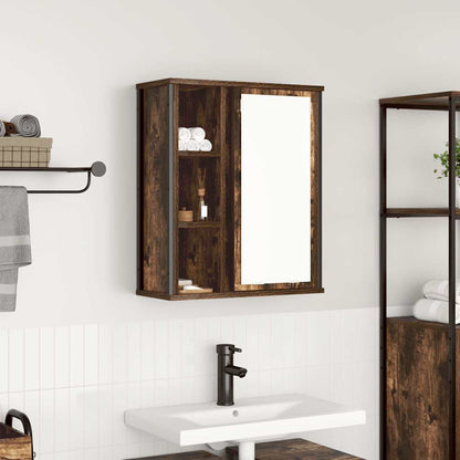 vidaXL Bathroom Wall Cabinet with Mirror Smoked Oak 50x21x60 cm 1