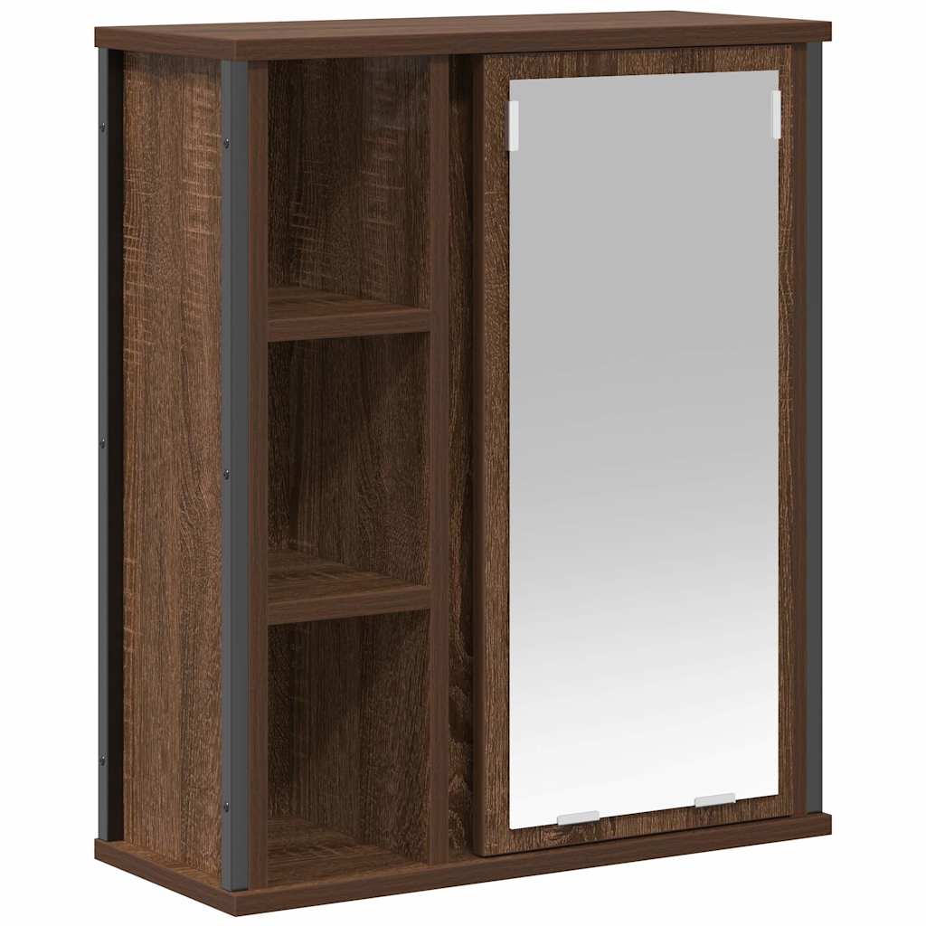 vidaXL Bathroom Wall Cabinet with Mirror Brown Oak 50x21x60 cm 2