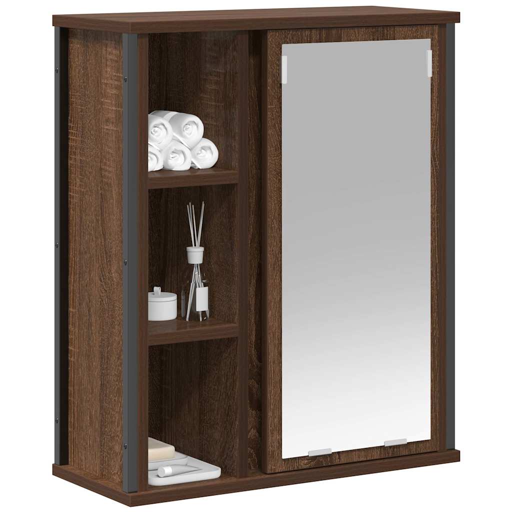vidaXL Bathroom Wall Cabinet with Mirror Brown Oak 50x21x60 cm 4