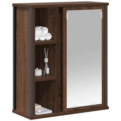 vidaXL Bathroom Wall Cabinet with Mirror Brown Oak 50x21x60 cm 4