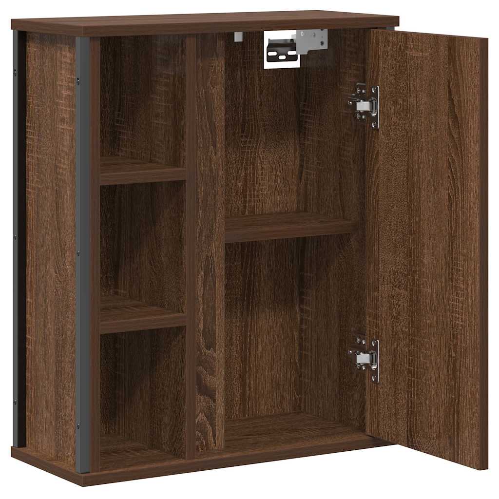 vidaXL Bathroom Wall Cabinet with Mirror Brown Oak 50x21x60 cm 5