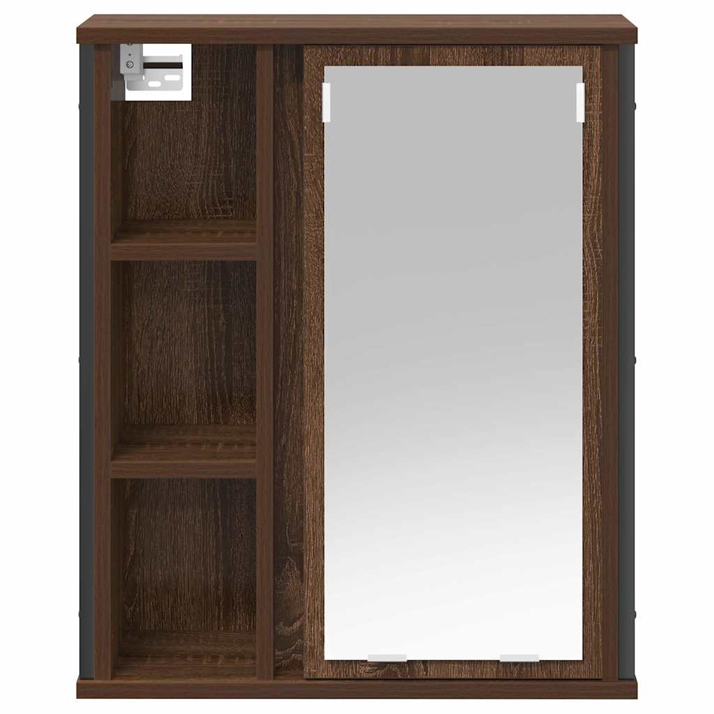 vidaXL Bathroom Wall Cabinet with Mirror Brown Oak 50x21x60 cm 6