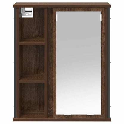 vidaXL Bathroom Wall Cabinet with Mirror Brown Oak 50x21x60 cm 6