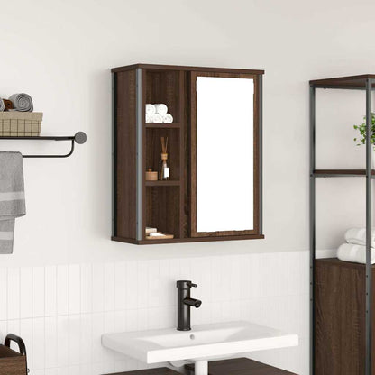 vidaXL Bathroom Wall Cabinet with Mirror Brown Oak 50x21x60 cm 1
