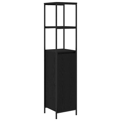 vidaXL Bathroom Cabinet with Shelves Black Oak 36x35x165 cm 2