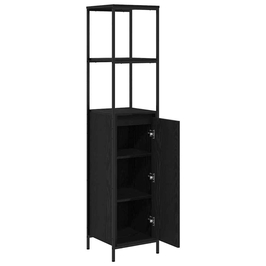 vidaXL Bathroom Cabinet with Shelves Black Oak 36x35x165 cm 5