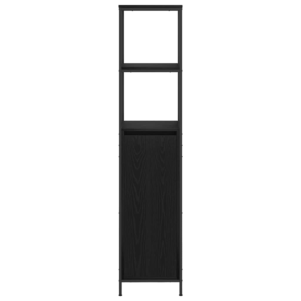 vidaXL Bathroom Cabinet with Shelves Black Oak 36x35x165 cm 6