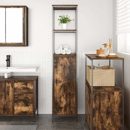vidaXL Bathroom Cabinet with Shelves Smoked Oak 36x35x165 cm 3
