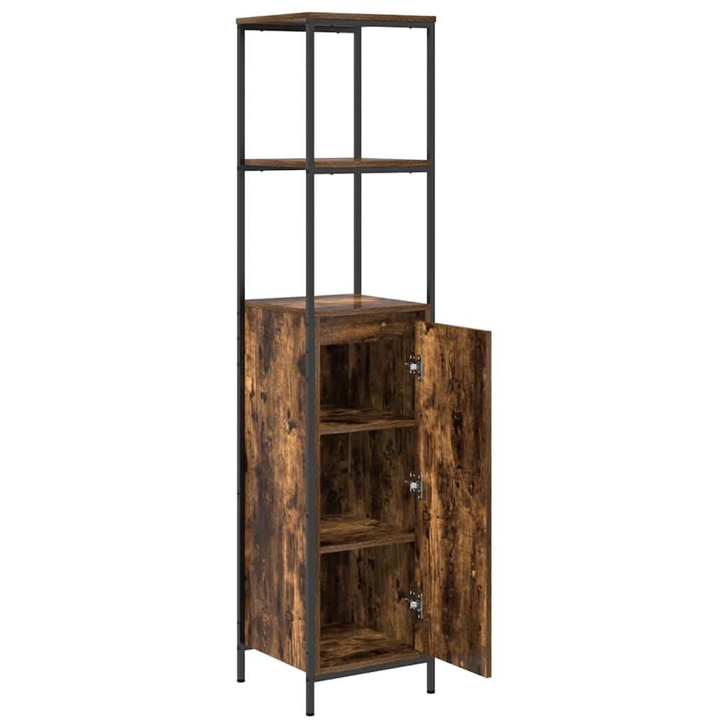 vidaXL Bathroom Cabinet with Shelves Smoked Oak 36x35x165 cm 5