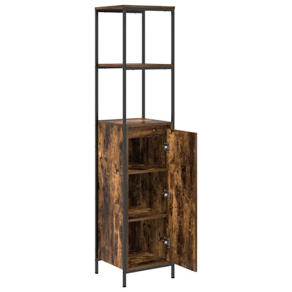 vidaXL Bathroom Cabinet with Shelves Smoked Oak 36x35x165 cm 5