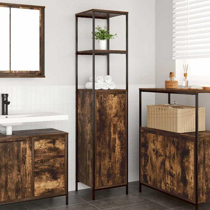 vidaXL Bathroom Cabinet with Shelves Smoked Oak 36x35x165 cm 1