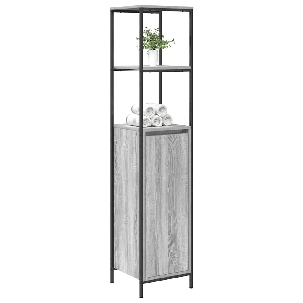 vidaXL Bathroom Cabinet with Shelves Grey Sonoma 36x35x165 cm 4