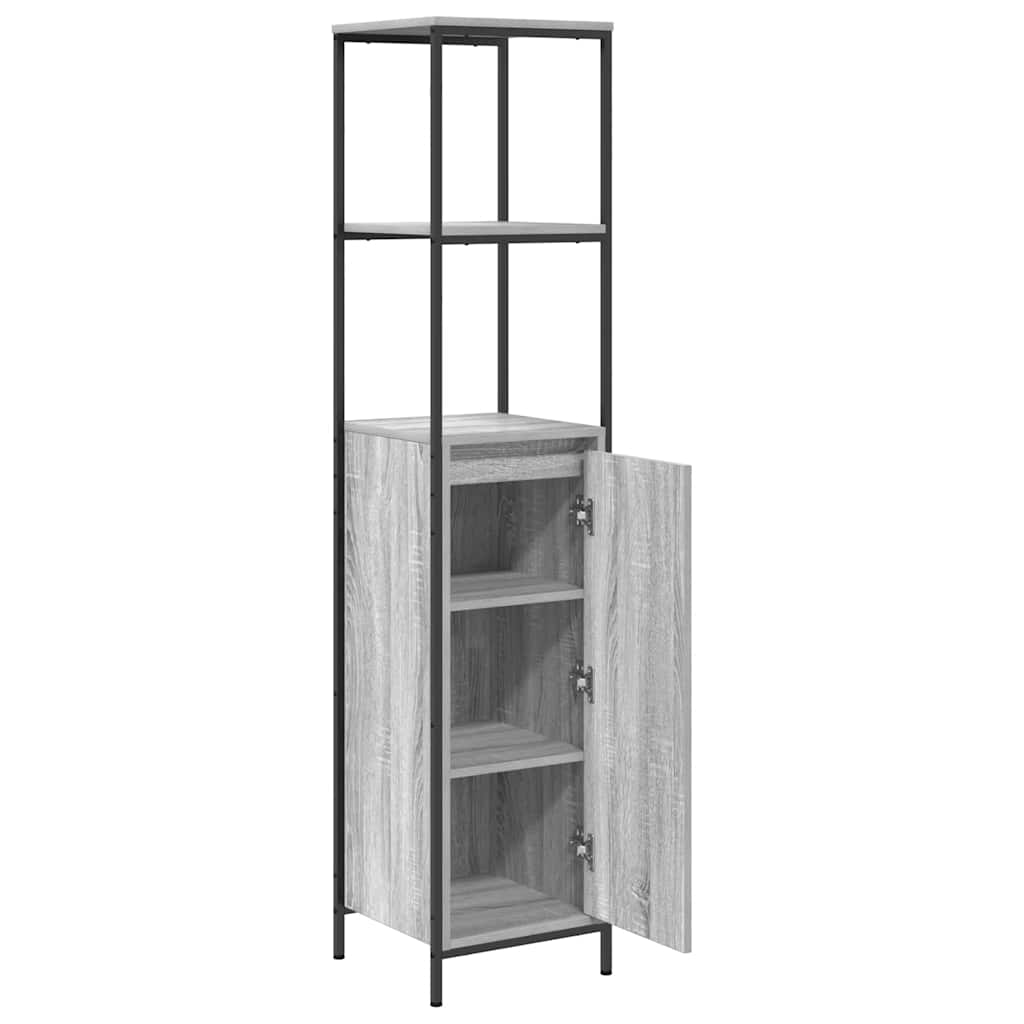 vidaXL Bathroom Cabinet with Shelves Grey Sonoma 36x35x165 cm 5