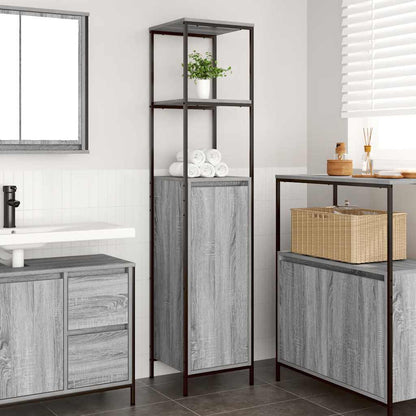 vidaXL Bathroom Cabinet with Shelves Grey Sonoma 36x35x165 cm 1