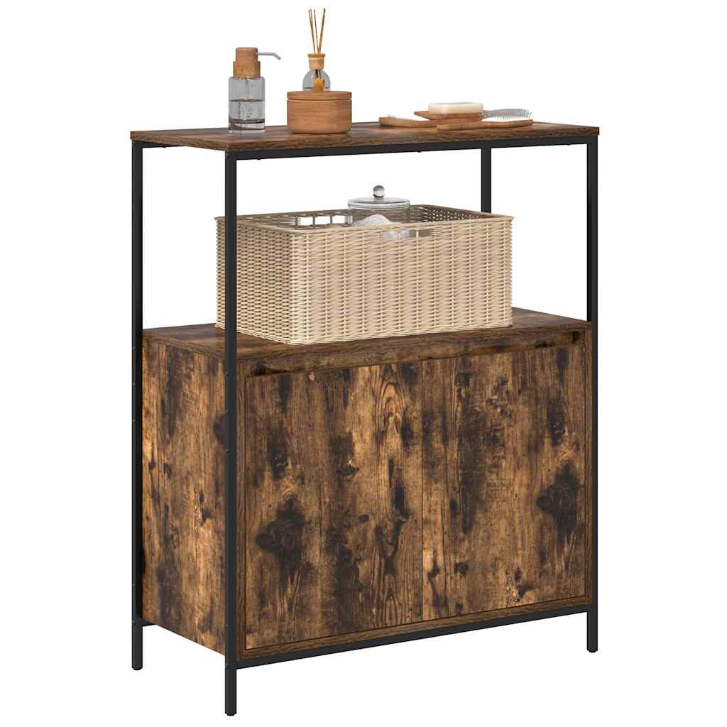 vidaXL Bathroom Cabinet with Shelves Smoked Oak 76.5x35x95 cm 4