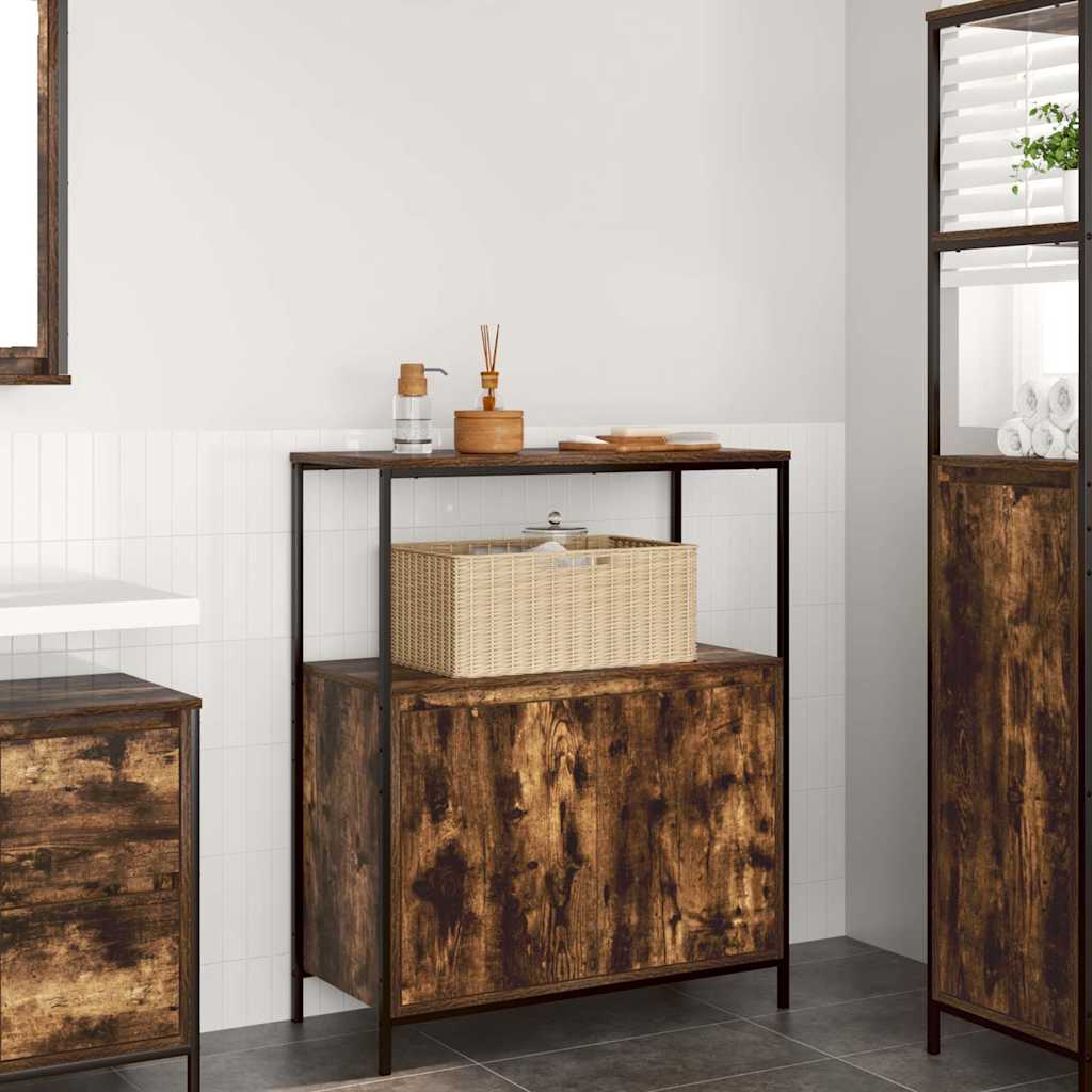 vidaXL Bathroom Cabinet with Shelves Smoked Oak 76.5x35x95 cm 1