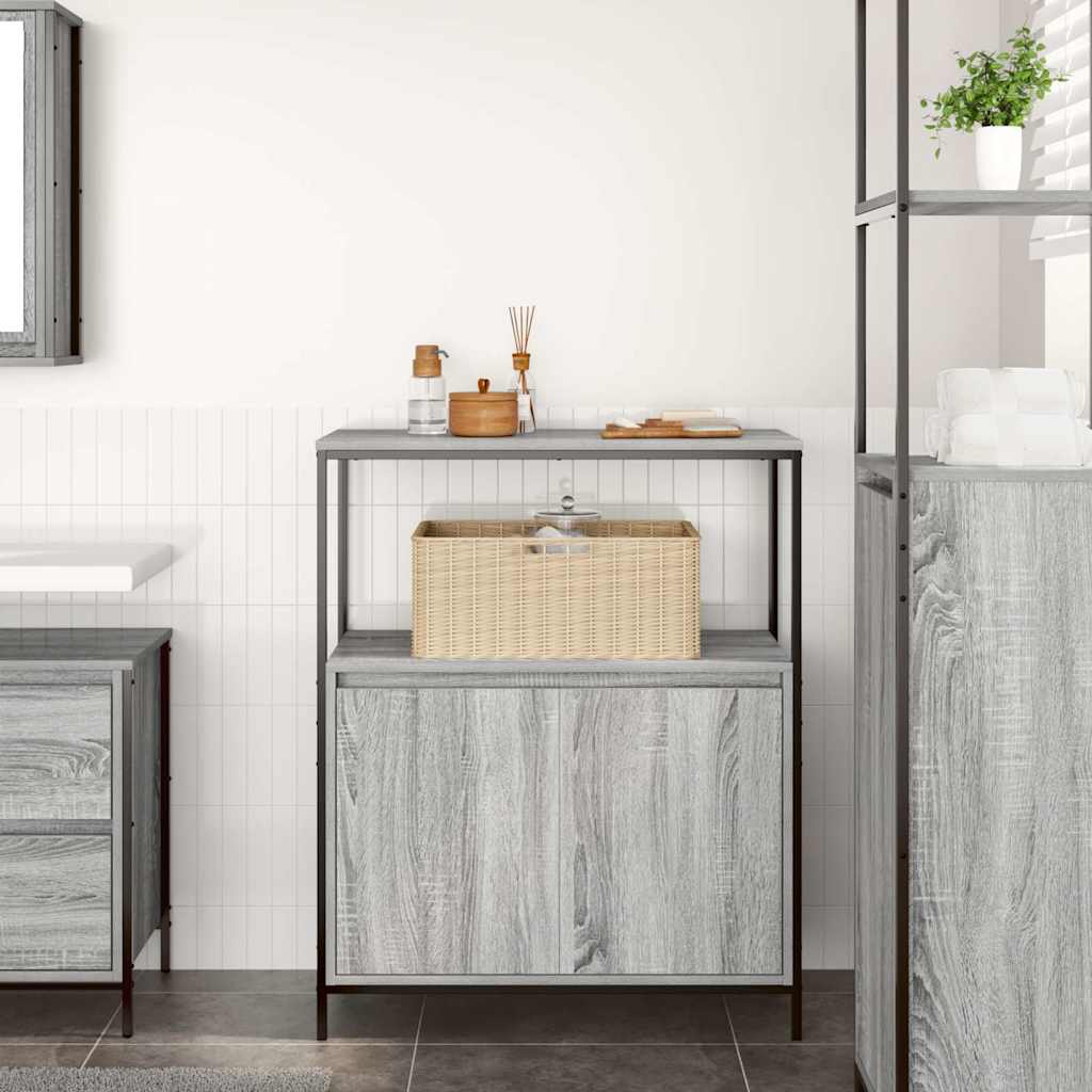 vidaXL Bathroom Cabinet with Shelves Grey Sonoma 76.5x35x95 cm 3