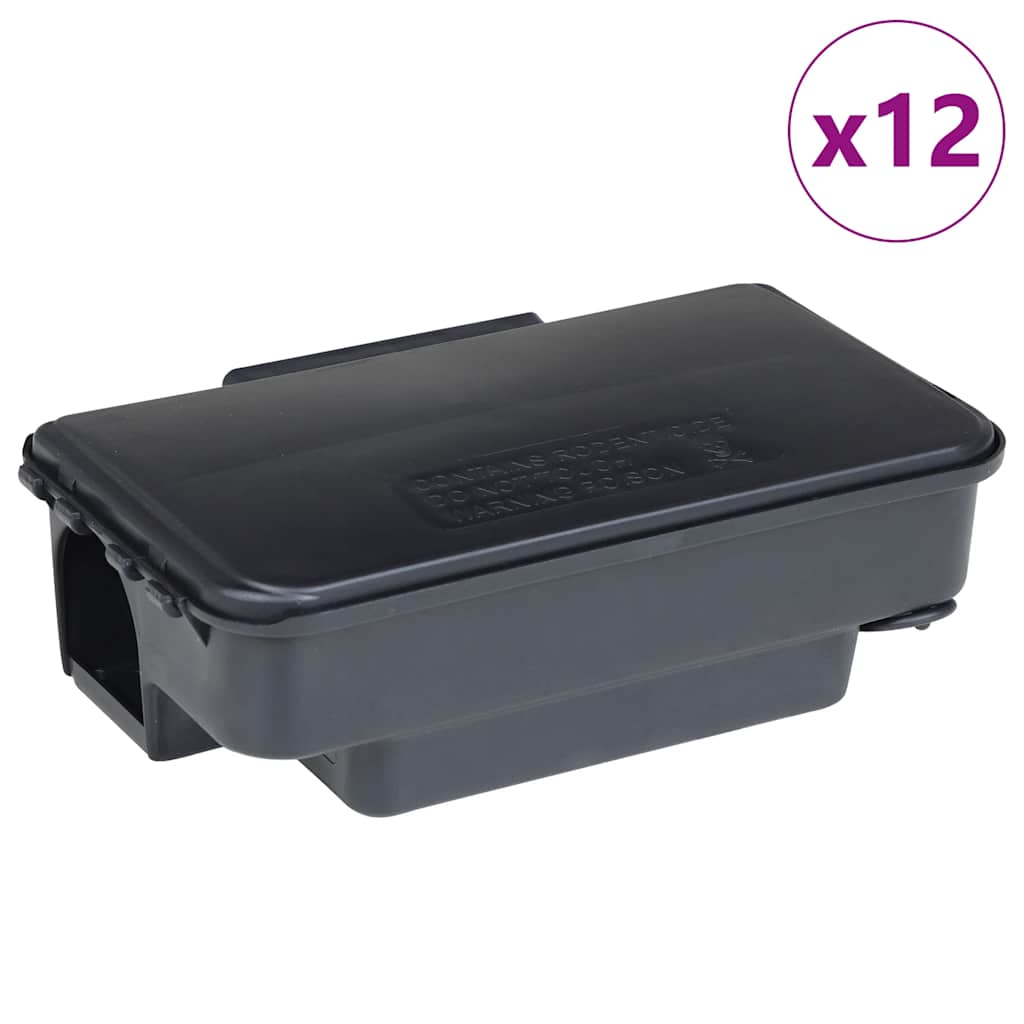 vidaXL Mouse Traps 12 pcs Black 22x12.5x7.5 cm 2