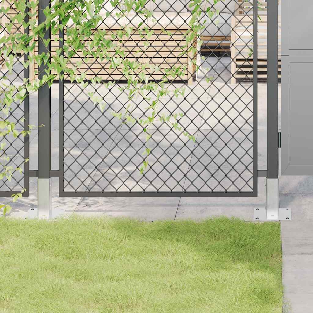 vidaXL Post Bases Square 12 pcs Silver 46x46 mm Galvanised Steel 1