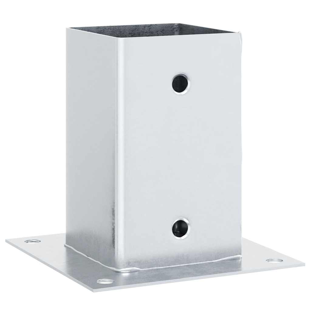vidaXL Post Bases Square 12 pcs Silver 81x81 mm Galvanised Steel 3