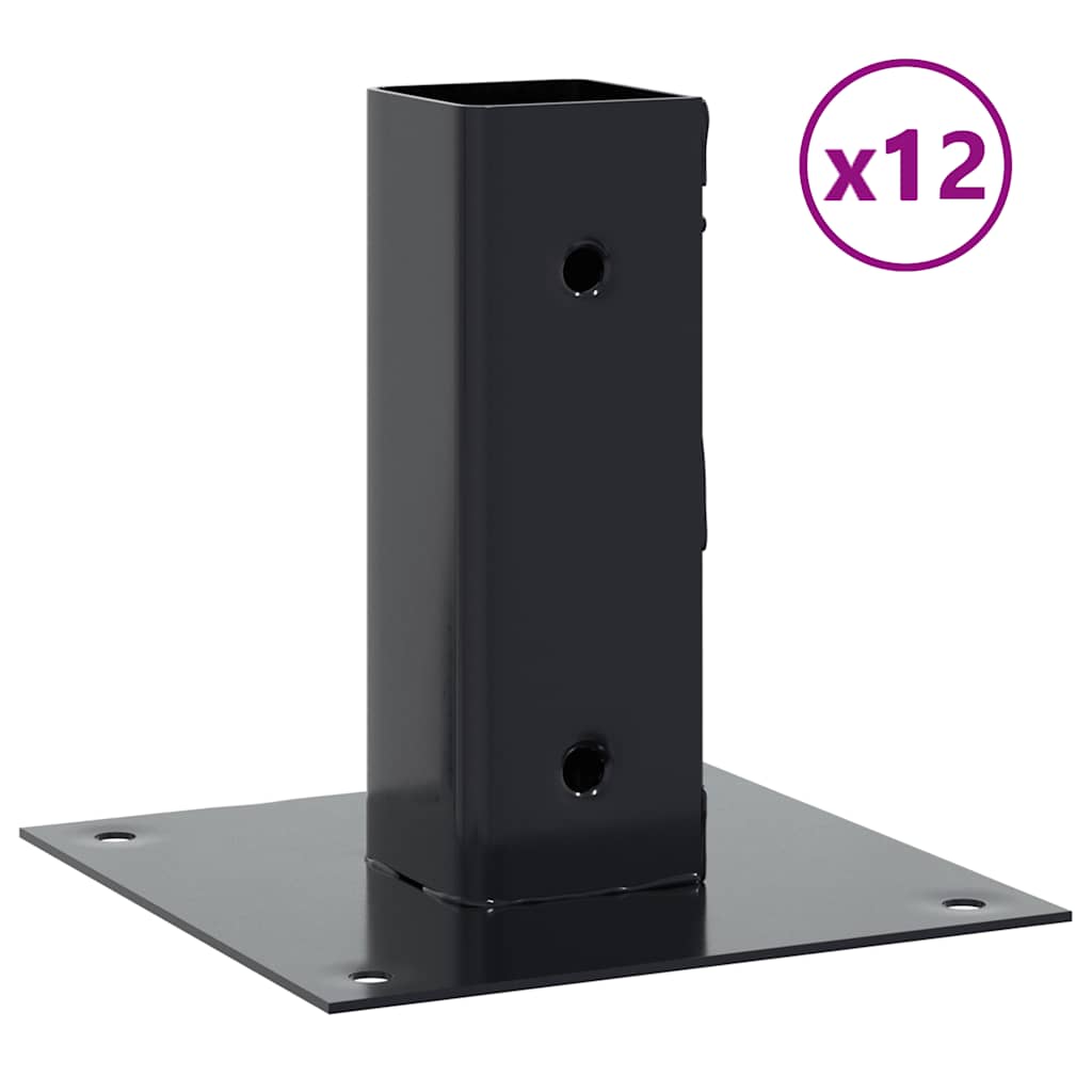 vidaXL Post Bases Square 12 pcs Anthracite 46x46 mm Powder-coated Steel 2