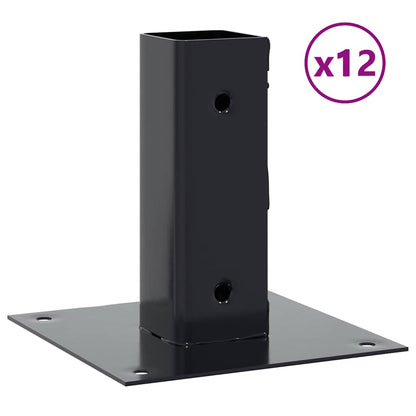 vidaXL Post Bases Square 12 pcs Anthracite 46x46 mm Powder-coated Steel 2