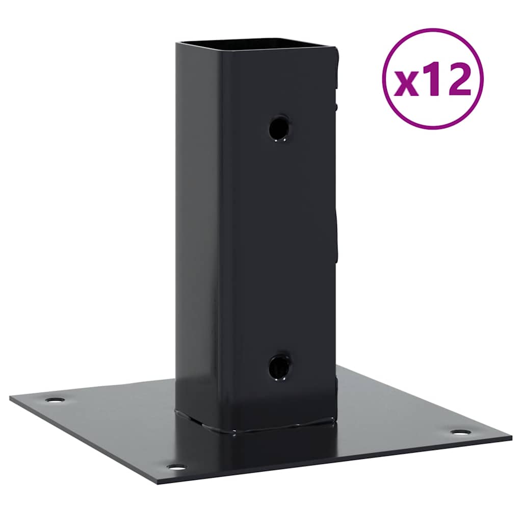 vidaXL Post Bases Square 12 pcs Anthracite 51x51 mm Powder-coated Steel 2
