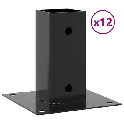 vidaXL Post Bases Square 12 pcs Anthracite 61x61 mm Powder-coated Steel 2