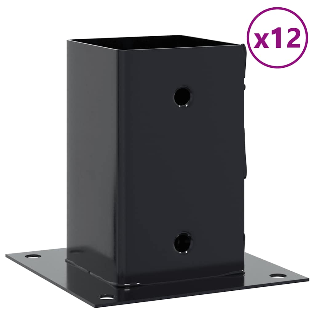 vidaXL Post Bases Square 12 pcs Anthracite 81x81 mm Powder-coated Steel 2