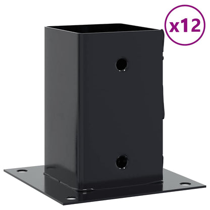 vidaXL Post Bases Square 12 pcs Anthracite 81x81 mm Powder-coated Steel 2