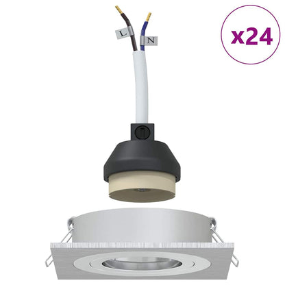 vidaXL Spotlight 24 pcs Silver 9 x 9 x 2 cm Aluminium 4