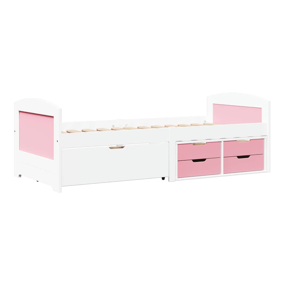 Day Bed with 5 Drawers without Mattress "IRUN" 90x200 cm White and pink