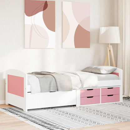 Day Bed with 5 Drawers without Mattress "IRUN" 90x200 cm White and pink