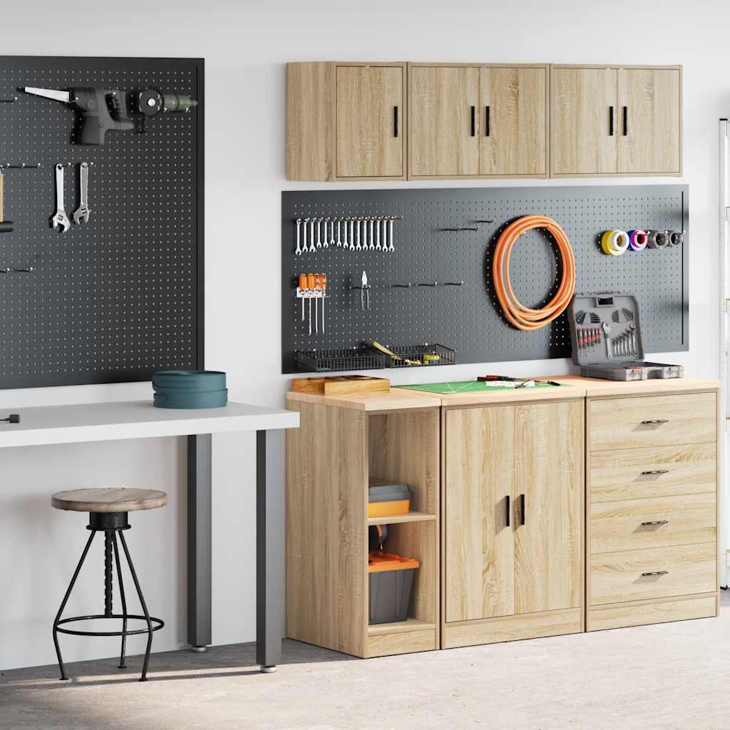 Garage Cabinets 2 pcs Engineered Wood 2 Shelves Sonoma oak 30 x 51 x 85 cm