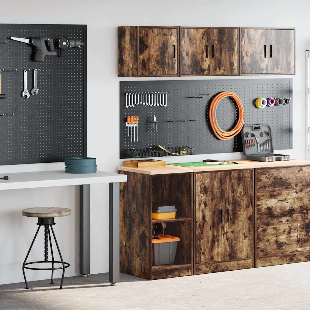 Garage Cabinets 2 pcs Engineered Wood 2 Shelves Smoked oak 40 x 51 x 85 cm