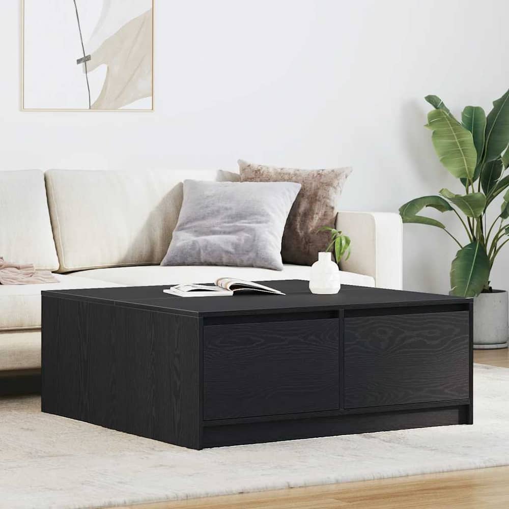 Coffee Table with Drawers 70,5x70x40 cm Black oak 100 cm 100 cm