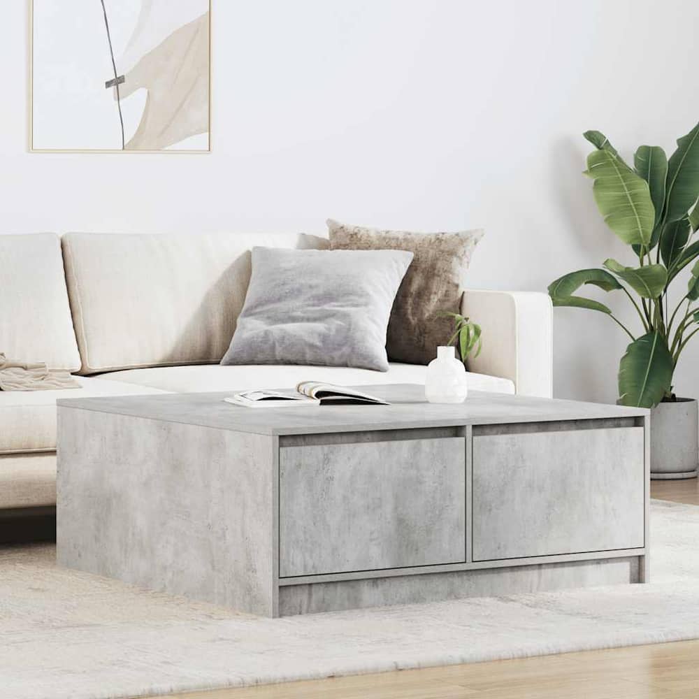 Coffee Table with Drawers 70,5x70x40 cm Concrete grey 100 cm 100 cm