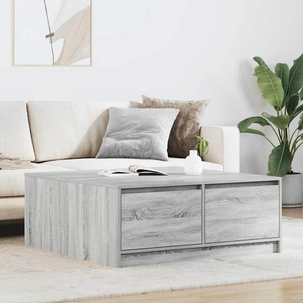 Coffee Table with Drawers 70,5x70x40 cm Grey sonoma 100 cm 100 cm