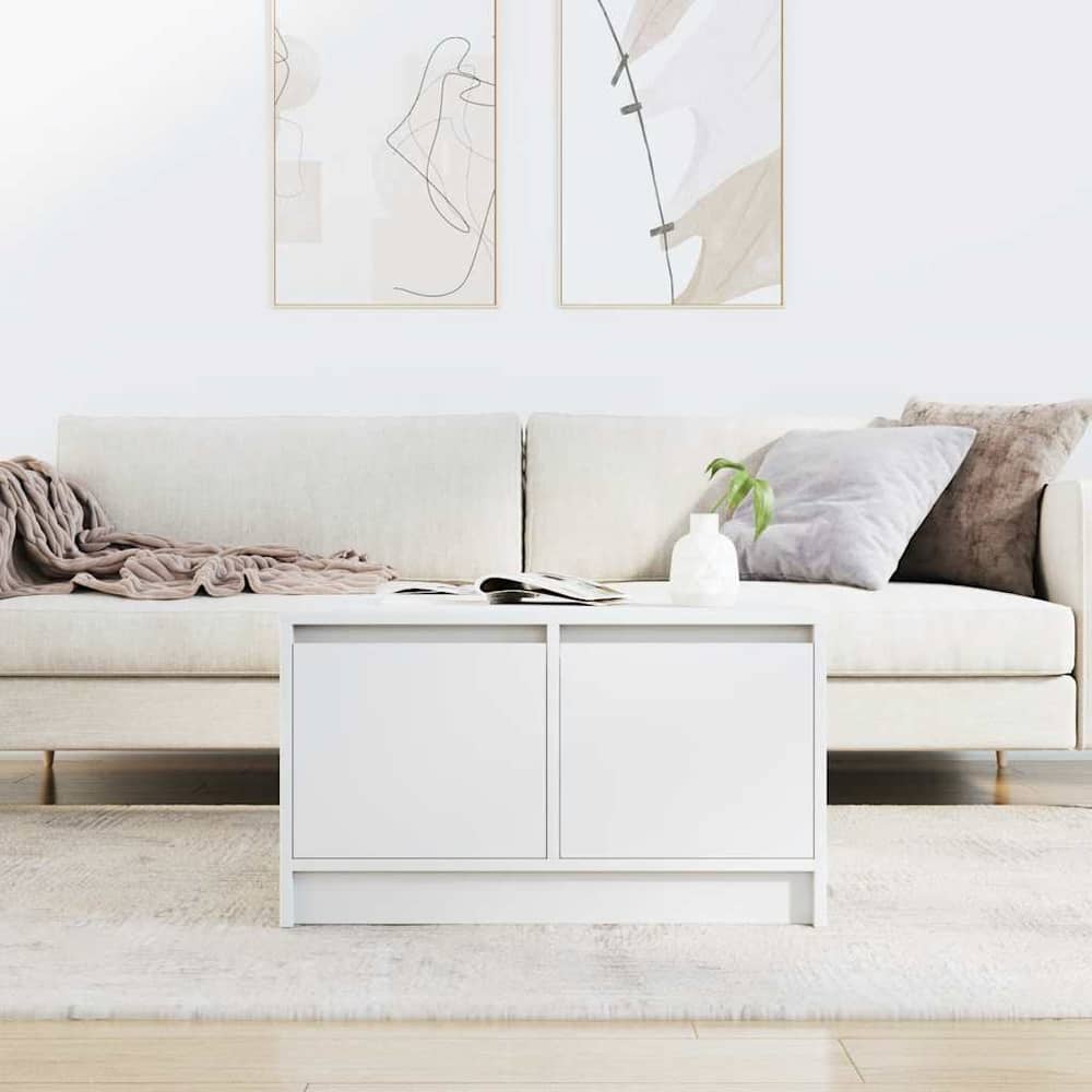 Coffee Table with Drawers 70,5x70x40 cm White 70.5 cm 70 cm